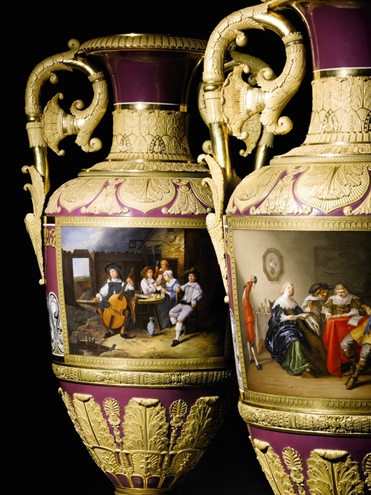 This pair of Russian Imperial porcelain vases fetched £2,210,500 ($3.6 million), the highest price of Sotheby’s Russian art week in London. Image courtesy of Sotheby’s.